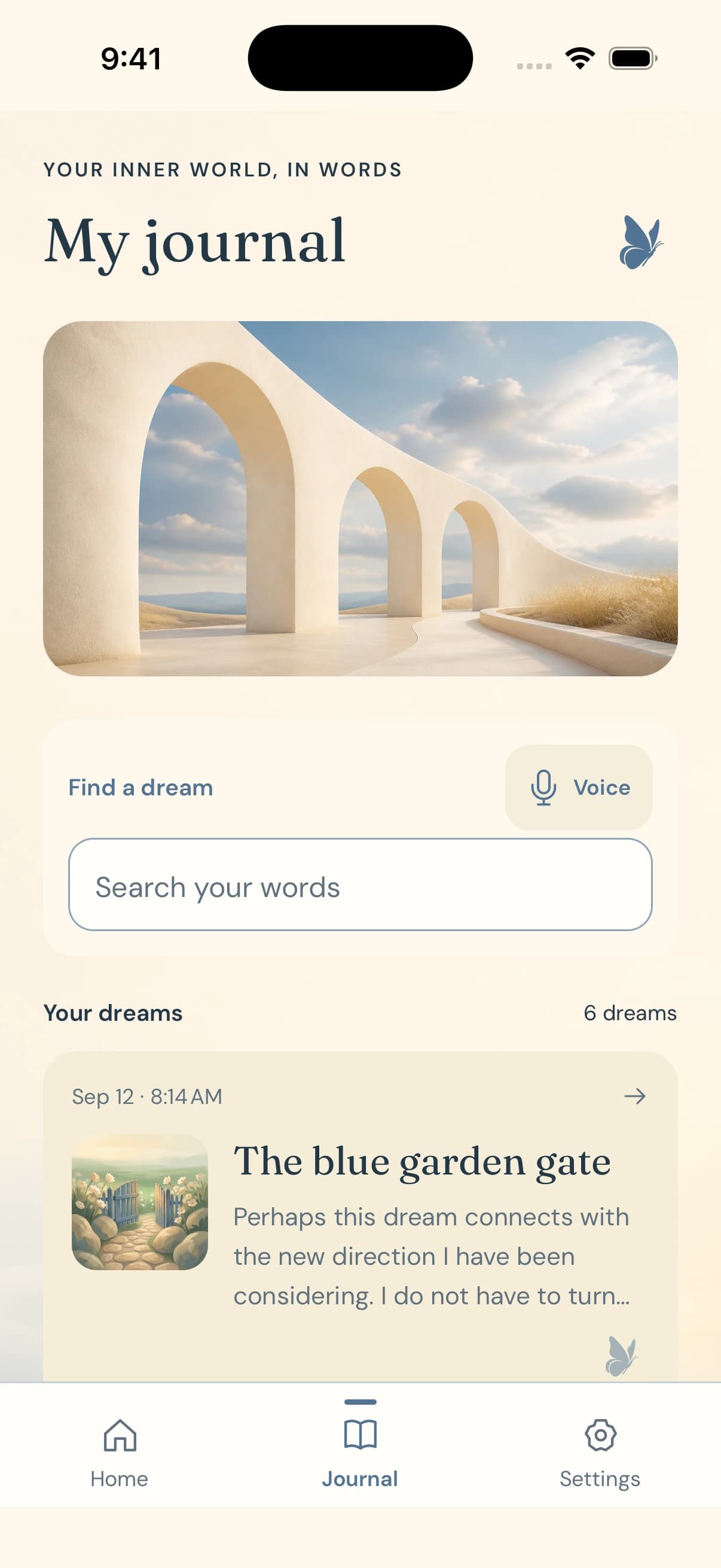 Dreamlimen journal showing illustrated fictional example dreams